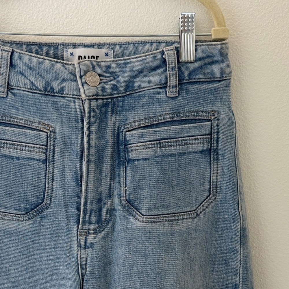 PAIGE Light Blue Denim Jeans with Tan Patch